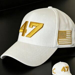 NEW! Official Turning Point USA With Logo Charlie Kirk White Gold Trump 47 Hat